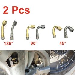 2Pcs Motorcycle Brass 45 90 135 Degree Angle Bent Valve Inflator Connector Tyre Tube Valve Extension Adapter for Truck Car Bike