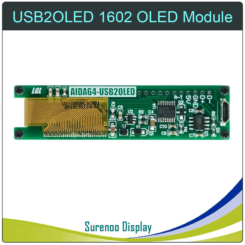 LCD2USB 1602 16X2 162 USB OLED Display LCD Module Screen Panel USB2LCD USB2OLED support AIDA64 for DIY PC