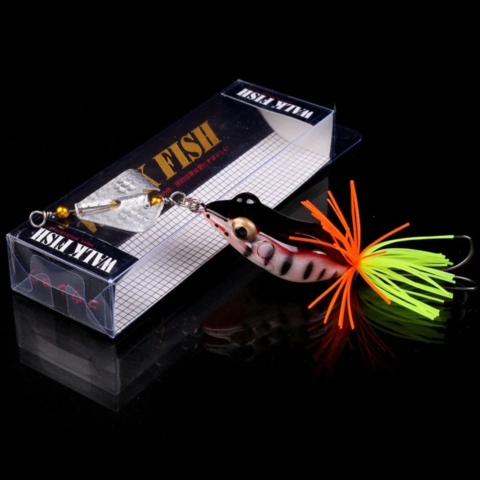 WALK FISH 1PCS 135mm 9g Fishing Lures Treble Hooks Topwater Ray Frog Minnow Bait Crankbait Wobblers 3D Eyes Fishing Tackle