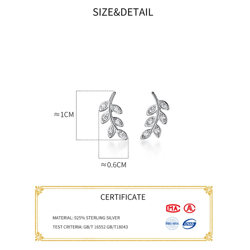 La Monada Fashion Womens Earrings Silver 925 Ear Piercing 925 Silver Earrings For Women Leaf Leaves Silver Stud Earrings Small