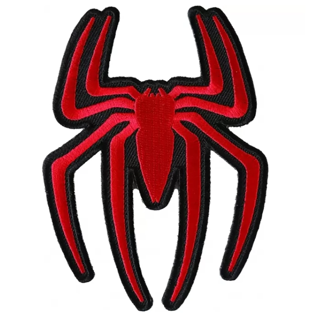 Parche bordado de araña roja para ropa, chaquetas de motocicleta, mochilas, sombreros, pantalones vaqueros para coser, pegatinas decorativas para planchar