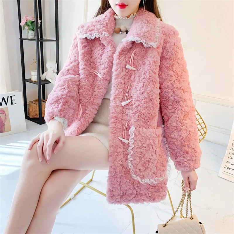 

Thick lamb wool coat women's autumn and winter 2024 new style loose and sweet age-reducing fashionable fur coat