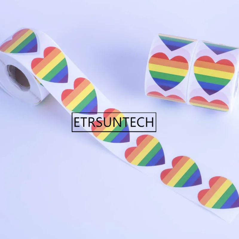 10000pcs Gay Pride Stickers Rainbow Color Stickers To Show The Attitude Towards The Lgbt Cause, Heart Shape