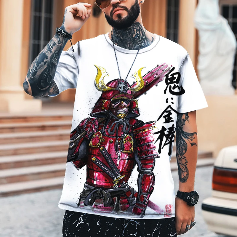 Japanese Samurai T-Shirts Oni 3D Printed Harajuku Streetwear Men Women Fashion Hip Hop Oversized T Shirt Tees Tops Male Clothing