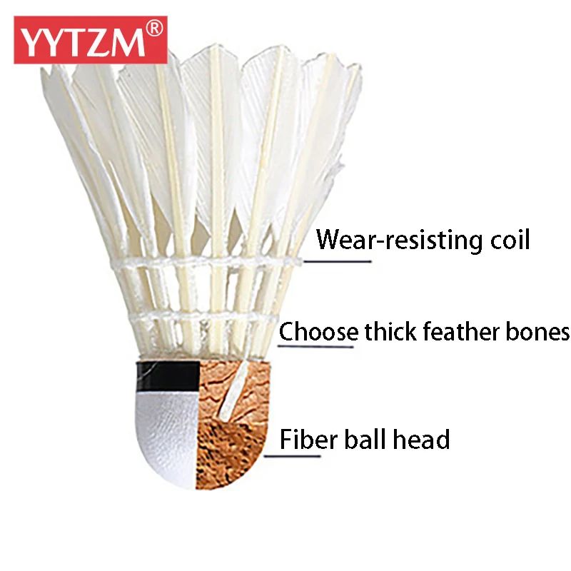 3/6/12 piece/lot barreled badminton goose feather badminton outdoor sports badminton accessories durable badminton for training