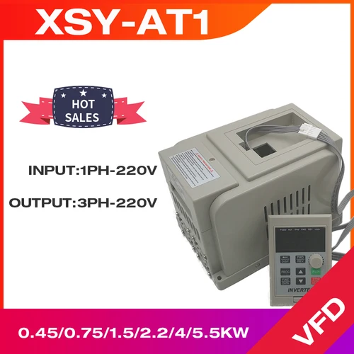 周波数変換器vfd XSY-AT1 インバータ 1。5KW/2。2KW/4KW単相 220v入力と三相出力モータ速度コントローラ
