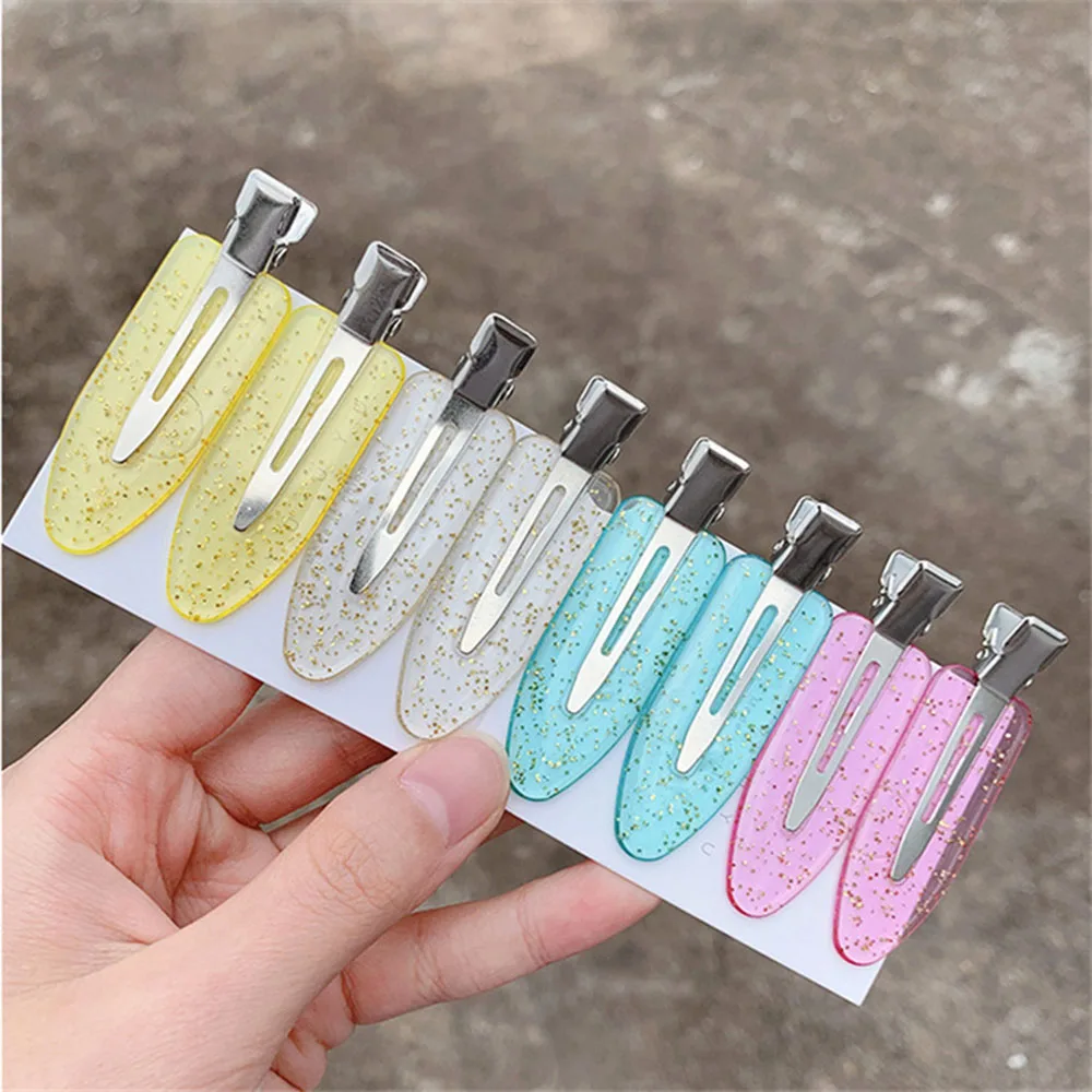 1/4PCS Candy Color Seamless No Bend Hair Clips Barrettes No Mark Pin Curl Clip Makeup No Crease Hair Clip Hair Styling Bang Clip