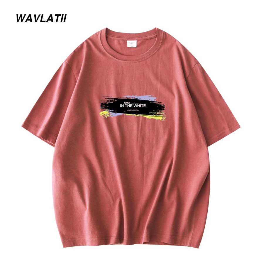 WAVLATII 2021 New Men\'s Short Sleeve T-shirts 100% Cotton Cool Printed Tees Tops for Male WMT2102