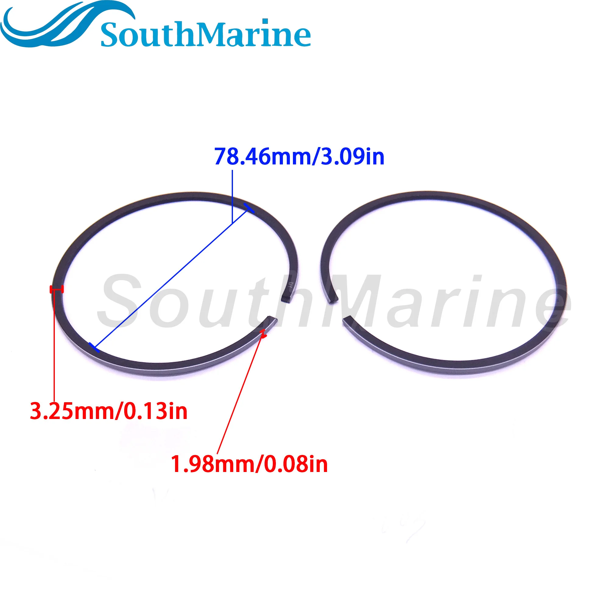 Boat Motor 688-11603-A0 688-11603-00 Piston Ring Set STD for Yamaha 48HP 55HP 75HP 80HP 85HP 90HP, 82mm,  Marine 18-3969