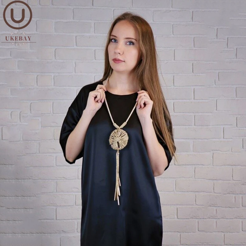 UKEBAY New Pendant Necklaces For Women Ethnic Clothes Accessories Gothic Long Necklace Handmade Sweater Chain Luxury Big Jewelry