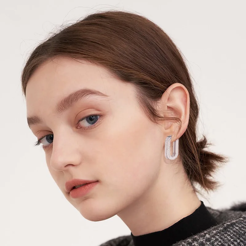 2020 New Personality Geometric Metal Style Stylish Irregular Mirror Hook CE Hoop Earring for Women Girls Party Jewelry