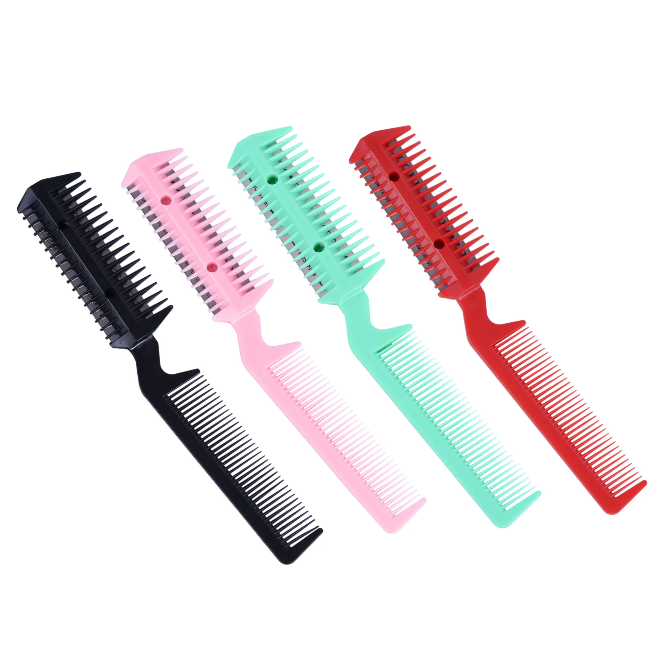 12 PCS/Lot 4 Color Razor Comb Hair Cutter Thinning Shaper Comb 2 Razor Blades Trimmer Barber Remover Tool Super