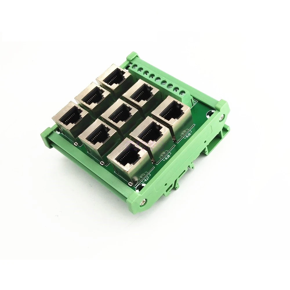 Rj45 8p8c jack 9 voies 9 portas porto réseau buss carte de terminaux de ruptura, bornier, conecteur.
