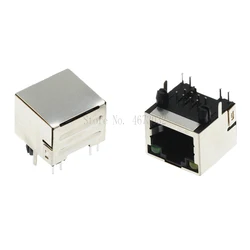 5Pcs 8P8C RJ45 PCB Panel Mount Connector Yellow Green LED Light Single Female Jack Terminal for Ethernet Network 15.5MM