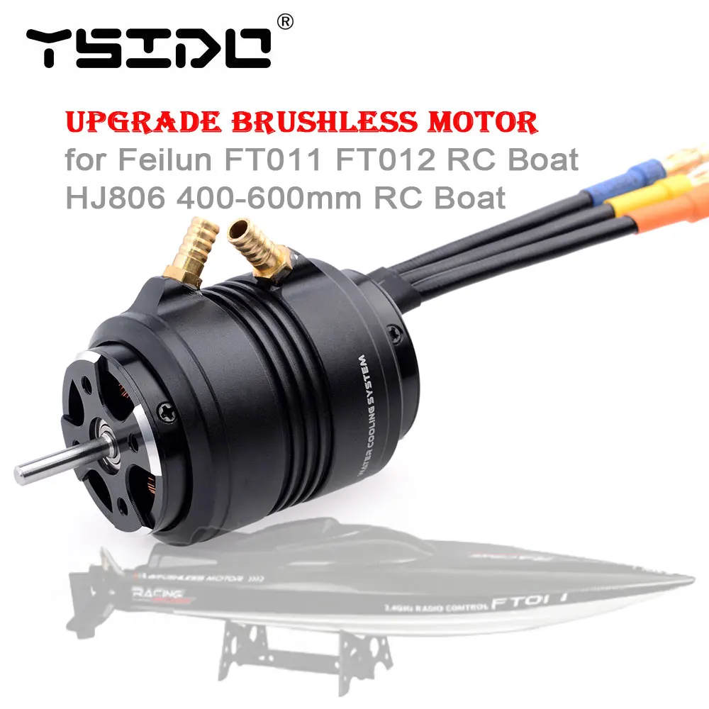 YSIDO Upgrade Brushless Motor w/Water Cooling Jacket for Feilun FT011 FT012 600-800mm HJ806 RC Boat 1/12 1/10 Car