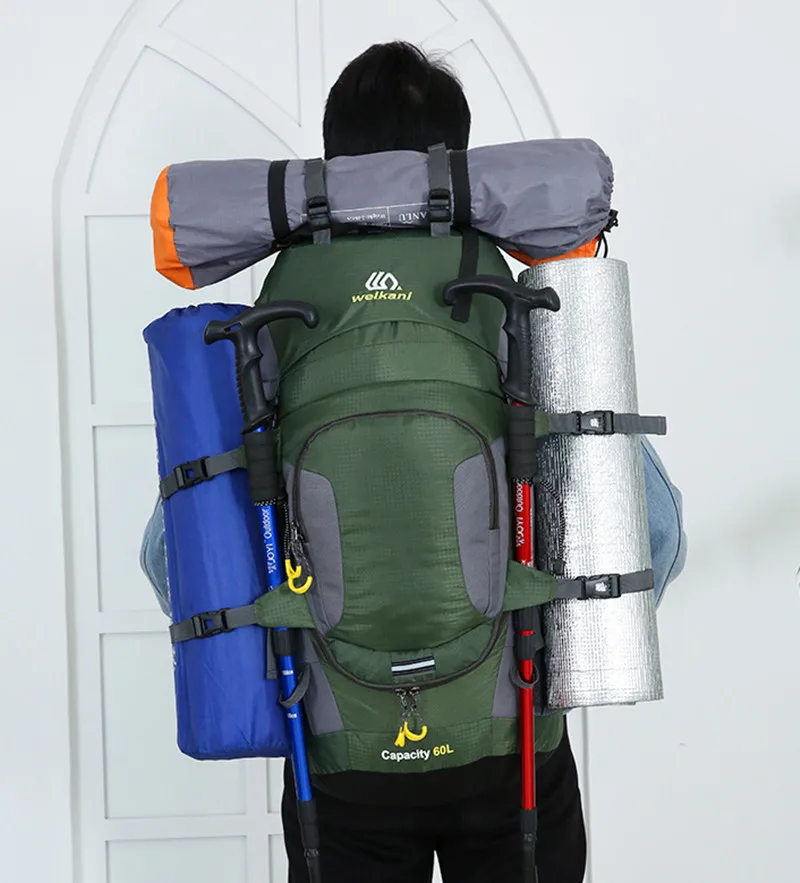 Mochila de 60 litros para deportes al aire libre, mochila impermeable para acampar, viajes, montañismo, senderismo, cubierta de lluvia