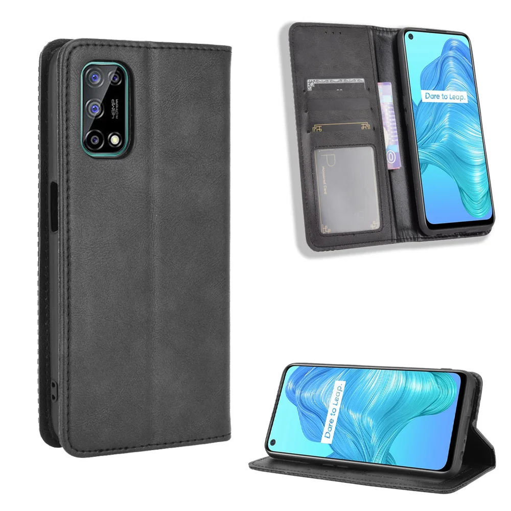 Para Realme 7 5G Funda de cuero de primera calidad Funda de cuero con tapa para OPPO Realme 7 Realme7 5G RMX2111 funda de 6,5 pulgadas