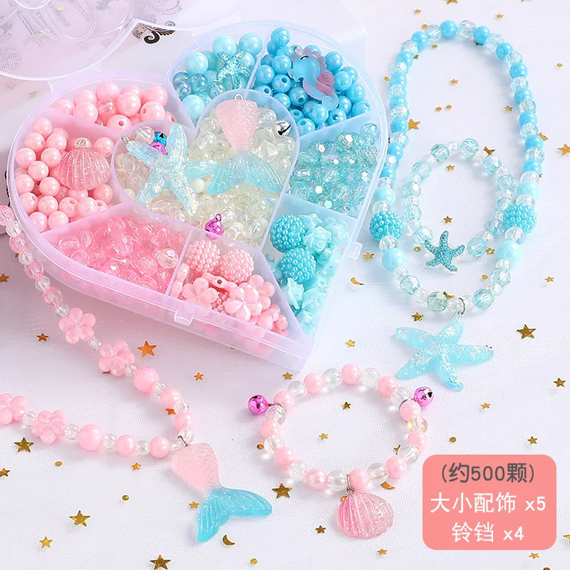 DIY Handmade Beaded Toy with Accessory Set Children Creative Heart-shaped Jewelry Making Toy Educational Toys for Girls  Gift