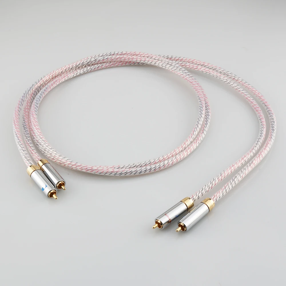 Wysokiej jakości para Nordost Valhalla 7N posrebrzany kabel audio RCA z pozłacanym złączem wtyczka RCA