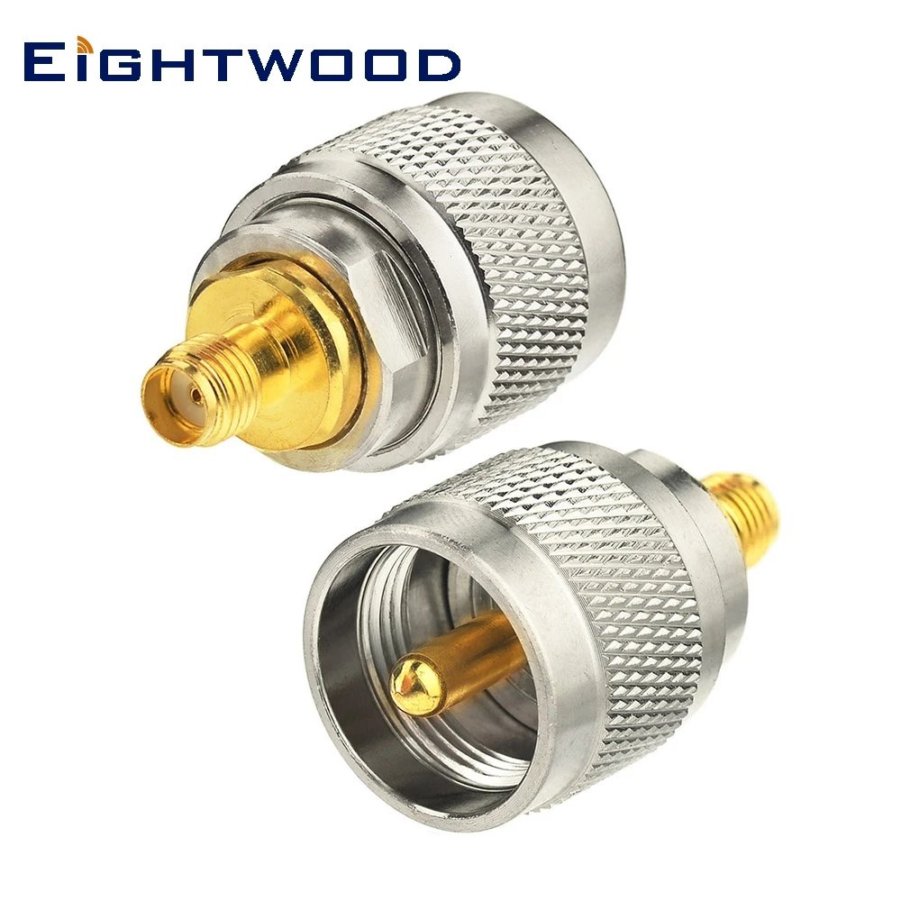 Eightwood 2pcs Walkie Talkie Handheld Ham Radio Antenna Adapter SMA Jack Female to UHF PL-259 Plug Male RF Coaxial Connector