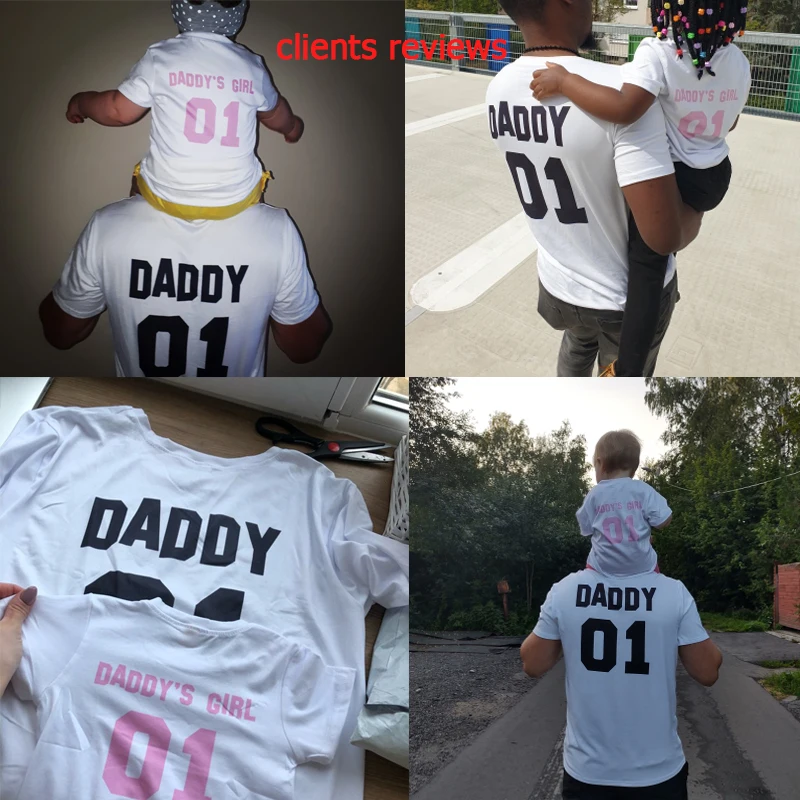 1pcs Father Baby Shirts Daddy 01 Daddy's Girl 01 TShirts Dad and Daughter Match T Shirt Summer Short Sleeve Family Look