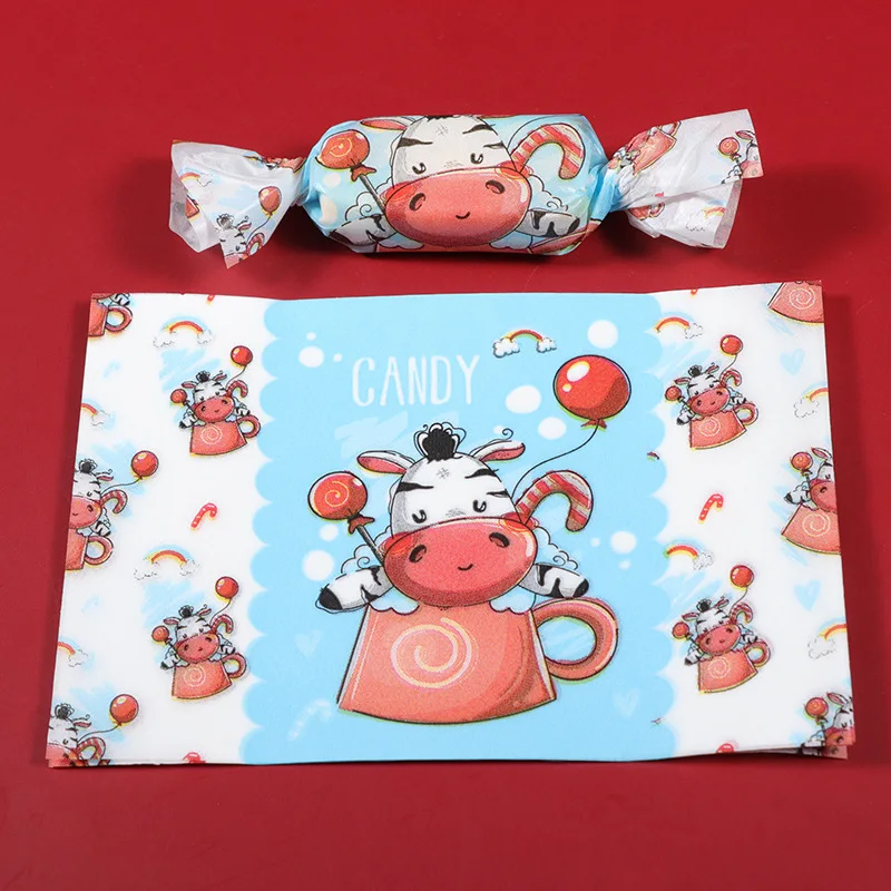 Cartoon Cute Clouds Cow Candy Chef Pattern Nougat Wrapping Paper Balloon Lollipop Baby Shower Party Dessert Packaging Oil Paper