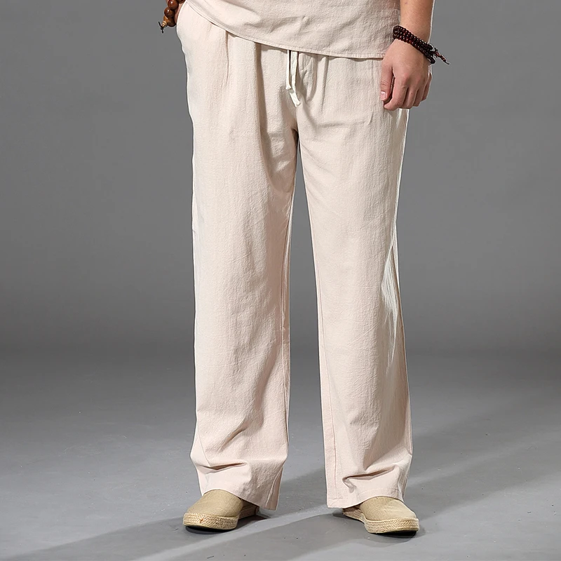 Summer Spring Men Cotton linen Pants japan style Large Size 8XL 10XL 12XL Wide Leg Pants Oversized Trousers Male Loose Pants 58