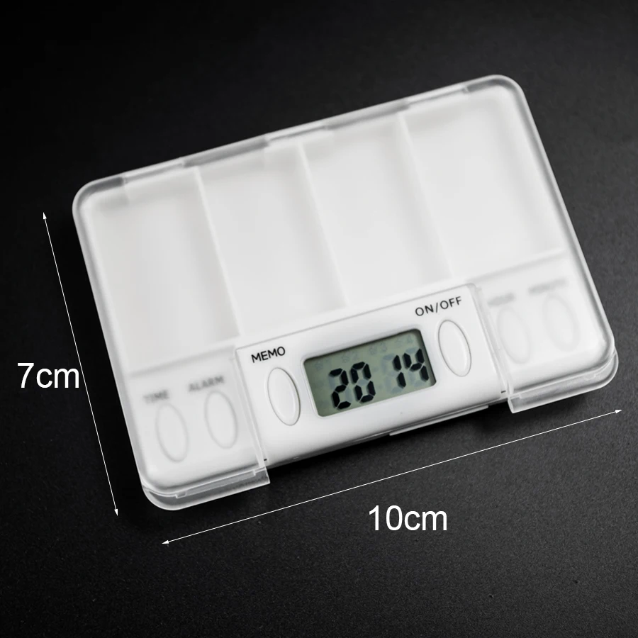 4 Grid Pill Box Medicine Storage Box Electronic Timing Reminder Medicine Boxes Alarm Timer Pills Organizer Pill Drug Container