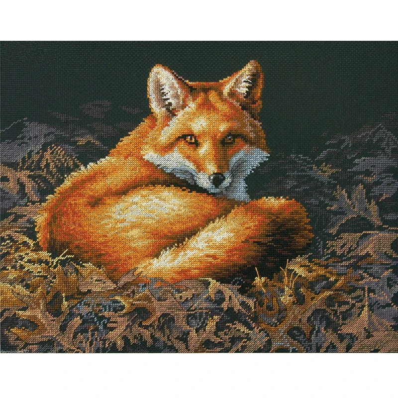 Amishop Popular Counted Cross Stitch Kit, Fox Dimensions 35318, Free Delivery, Top Quality