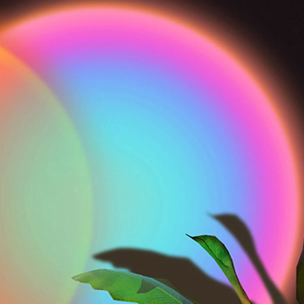 USB Sunset Lamp Rainbow Sunset Projection Lamp Atmosphere Night Light Background Wall Decoration Photography Rotation Sunlight