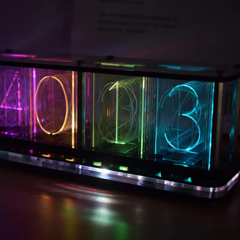 DIY Kits RGB LED Imitate Glow Tube Clock LED Music Spectrum Time tube Night light Full Color RGB Home Decoration Gift