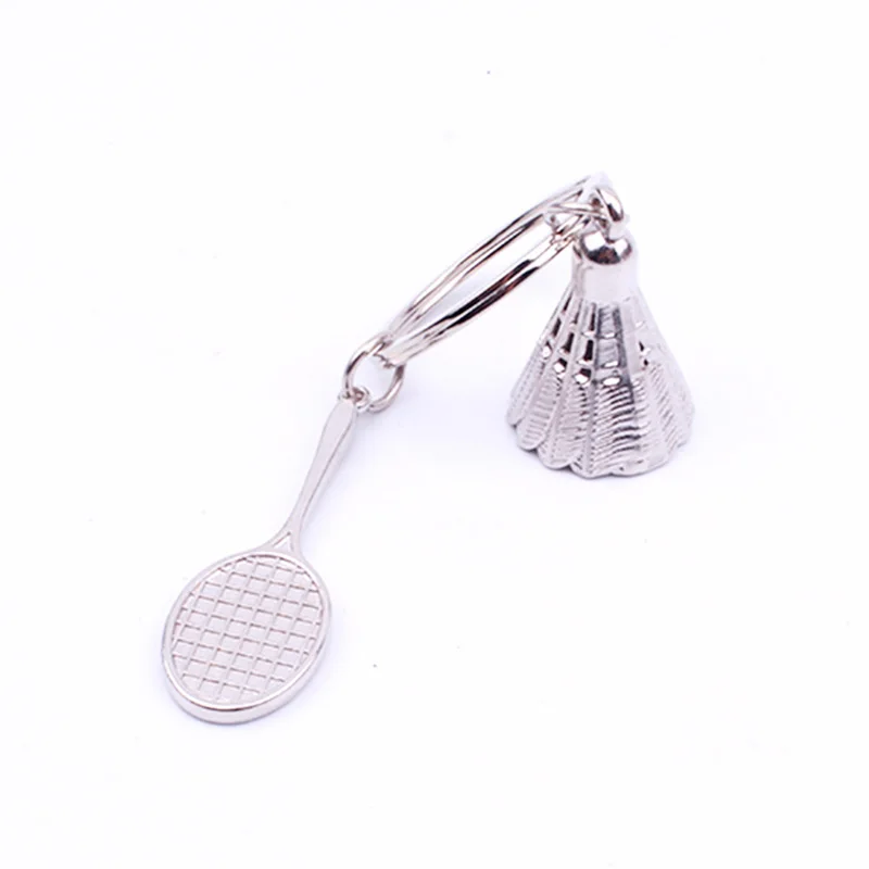 Chaveiro de metal para raquete de badminton, mini chaveiro criativo de metal para raquete, acessórios esportivos feitos à mão