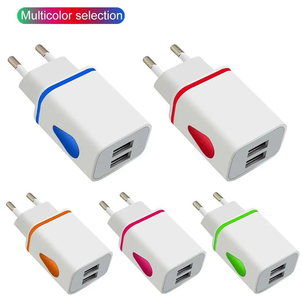 5V Adapter Universal USB Wall Charger Dual Port 2A Output Travel Plug Power Adapter Compatible for Phone Charging 2A US EU Plug