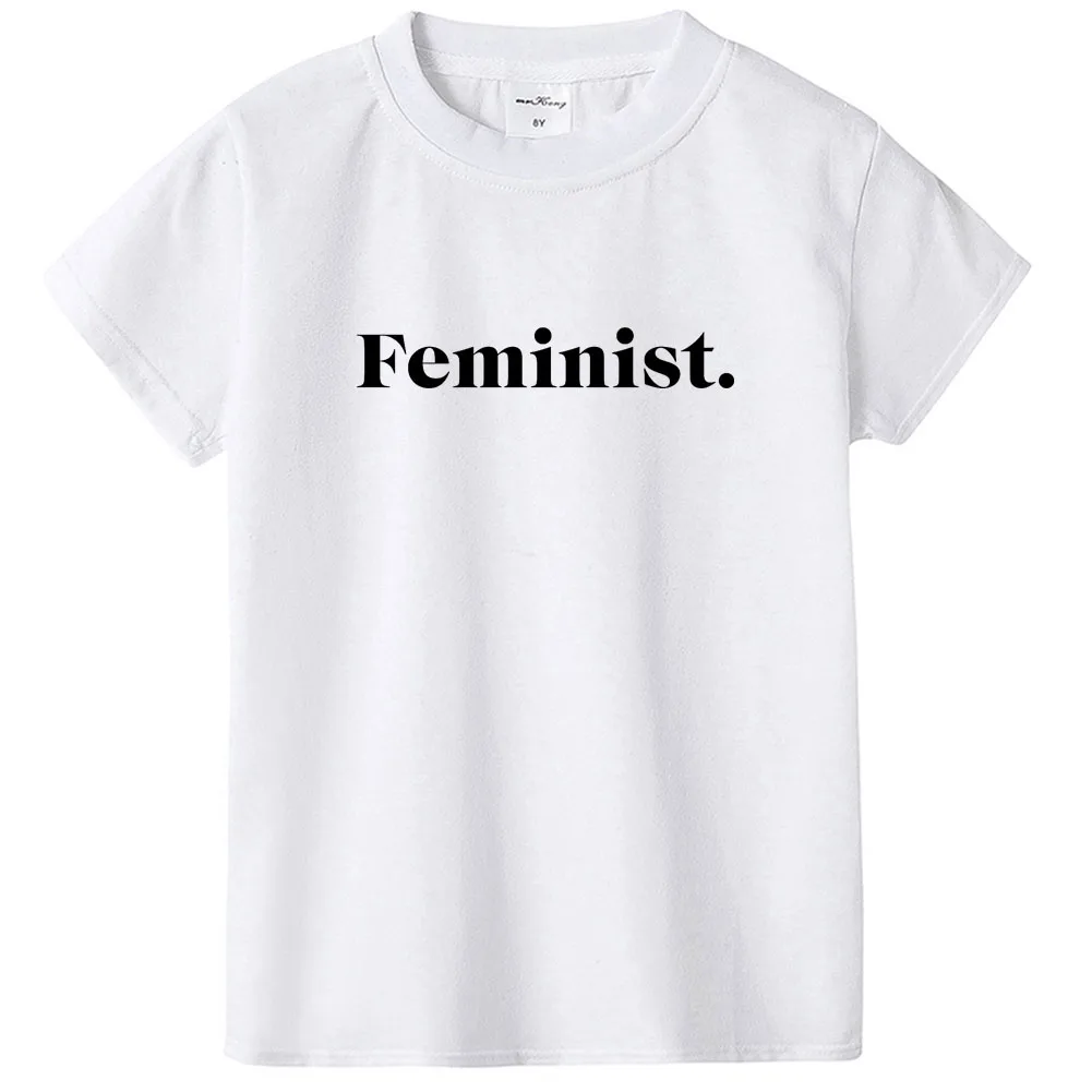 Feminist Toddler Infant Newborn Baby Short Sleeve Tshirt Children White T-shirt Kids Cool Slogan Tops Unisex Girl Boy Tee