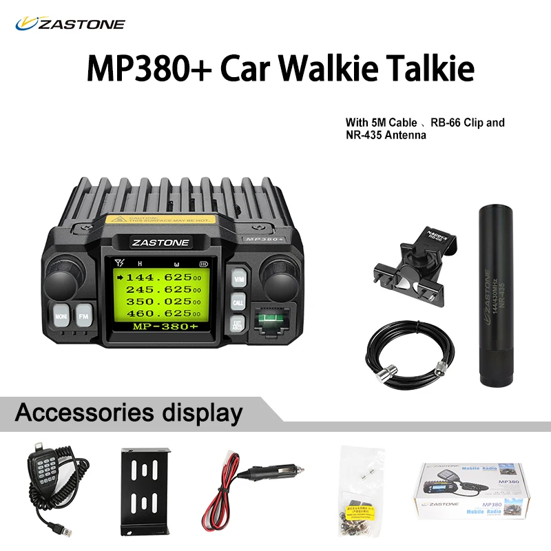 ZASTONE MP380plus Mini Car Walkie Talkie Mobile Radio 25W Quad Band Car Two Way Radio Auto 150MHZ 260MHZ 350MHZ 450MHZ 10KM