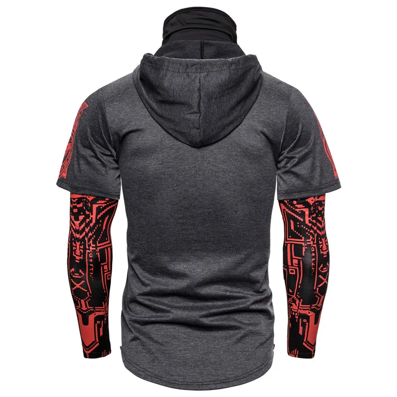 Mens Skull Mask Hoodies Sweatshirt Fake Two Pieces Men Punk Jogging Homme Pullover Elastic Streetwear Hoodie Japan Ninja Suit