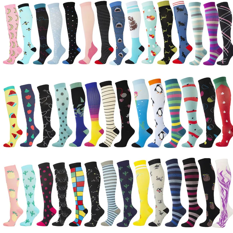 58 Styles Of Unisex Compression Stockings. Cycling Socks Suitable For Diabetes, Edema, Varicose Veins, And Marathon Running