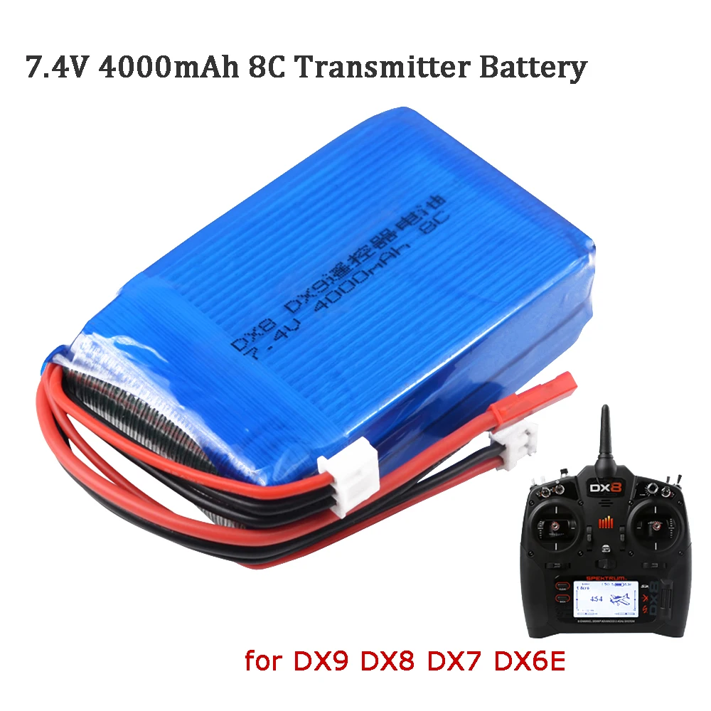 High Quality RC Transmitter Battery 7.4V 4000mAh 8C Rechargeable Lipo Battery for DX9 DX8 DX7 DX6E Remote Controller