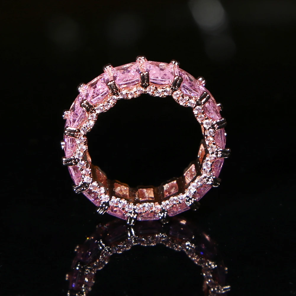 2025 Full Siza Luxury Iced Out Bling Geometry Square White Clear 5A Finger Rings For Women Charm Rock Style Engagement Jewelry