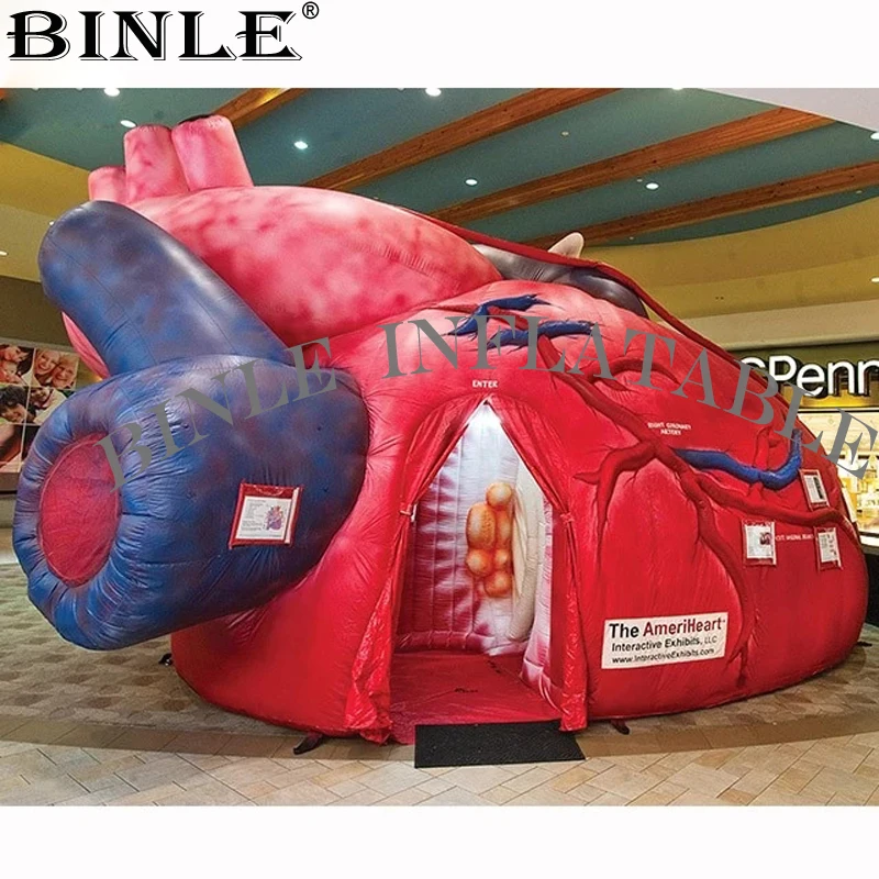 Free express shipping 3mH advertising balloon giant inflatable heart tunnel tent inflatable organ model for medical exhibition