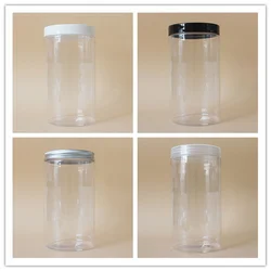 10pcs/lot 1000ml Plastic Cosmetic Jar Tall Clear Bottle White Clear Black Lid Alauaminum Cap 1000g 92cm Diameter Hair Care Tin