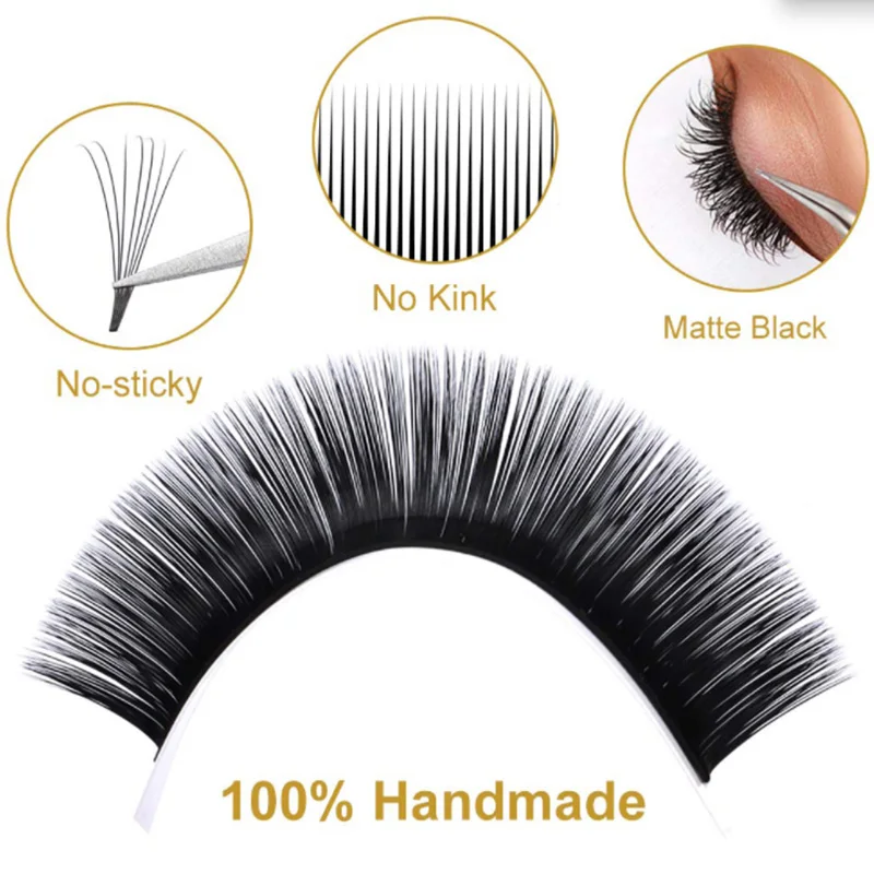 Black Single Grafted False Eyelashes Length: 8-25mm Thickness: 0.05/0.07/0.10/0.15/0.18/0.20/0.25mm Natural Extension Makeup