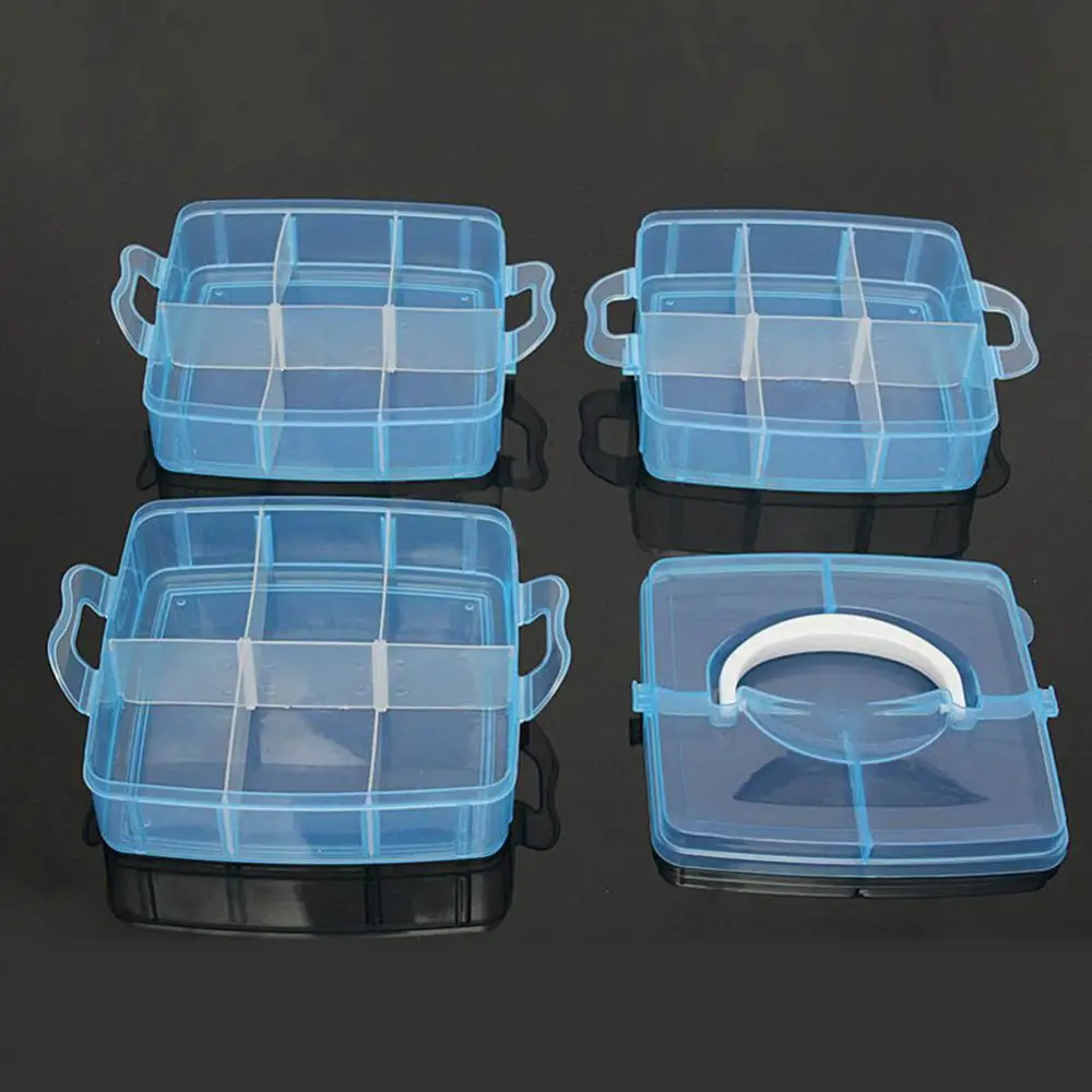 3 Layers Jewelry Suitcase Carrying Case 18 Compartments Clear Storage Box Container Jewelry Bead Organizer Case