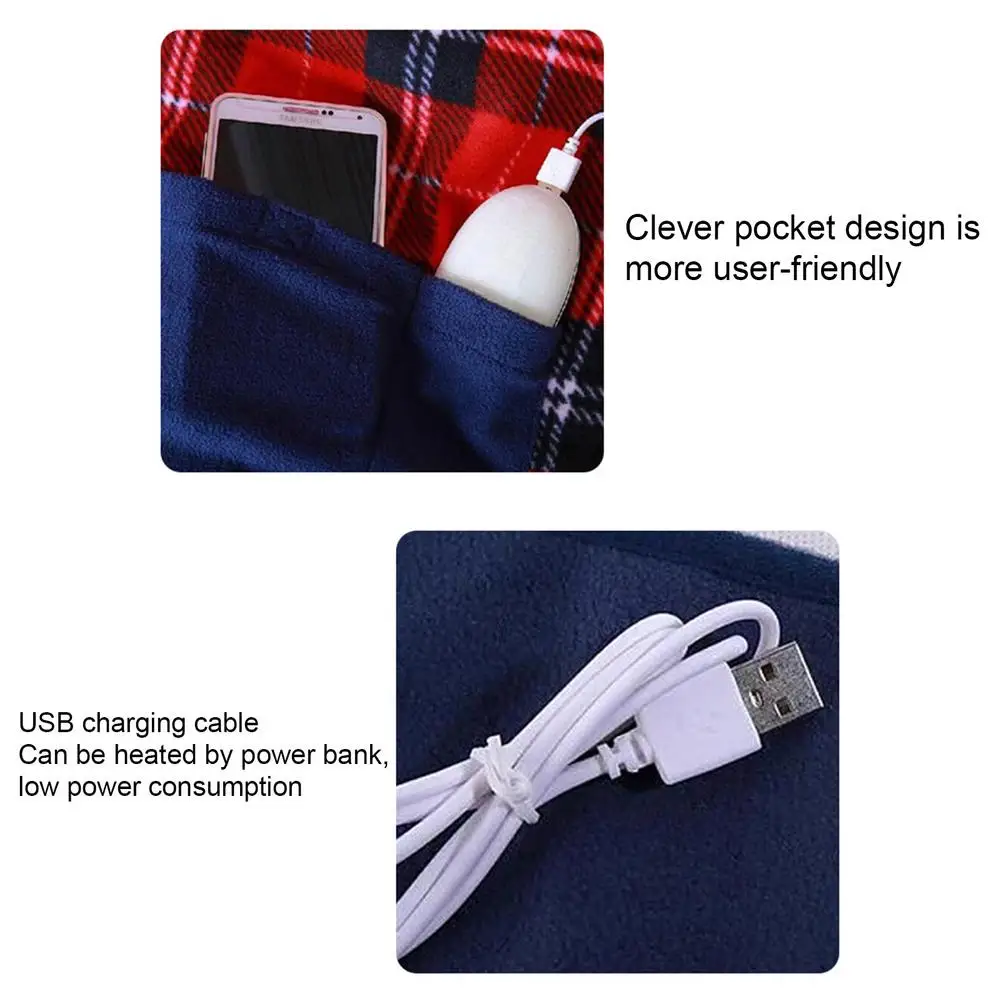 Electric Blanket Heated USB Car Heating Blanket Knee Pad Shawl Warmer Electric Heating Blanket Warm Heated Plaid Keep Warm