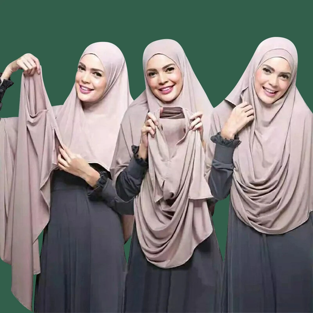 

Muslim Women Hijab 2021 Silk Islam Turban Veil Jersey Cap Modal Convenient Conservative Headgear Black White Scarf Slip On Hijab