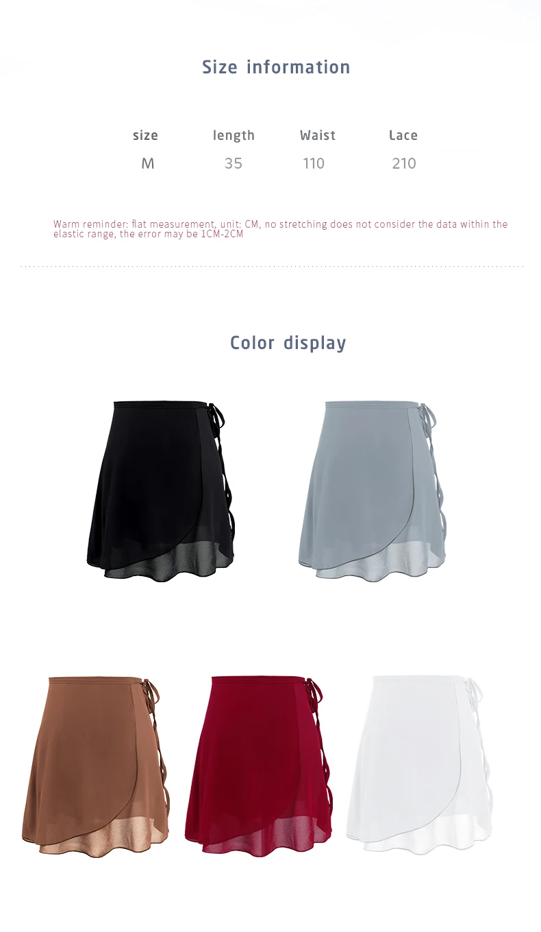 Frauen Ballett Rock binden Chiffon Röcke Mädchen Tanz kleid rot schwarz Ballerina Tüll Rock Erwachsenen Gymnastik Training Tanz tragen – Detail 2