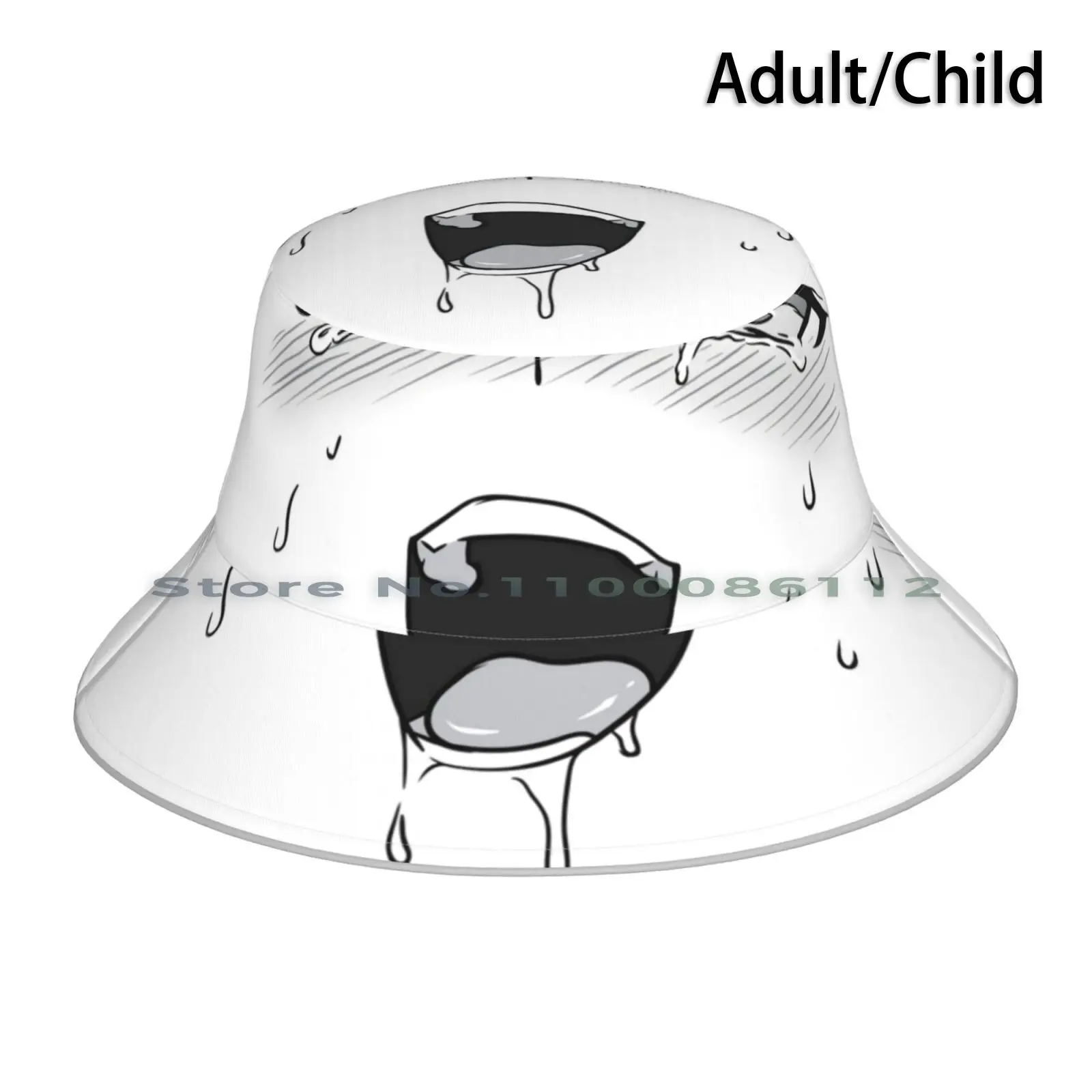 Anime Mask Bucket Hat Sun Cap Memesrus Anime Hentai Anime Mouth Funny Foldable Outdoor Fisherman Hat