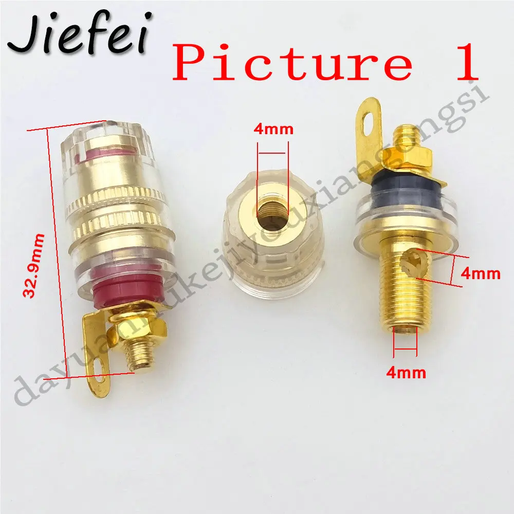 2pcs Long Binding Post adapter Crystal Shell Speaker Amplifier Audio Plug Match 4mm Banana Plug Terminals