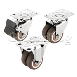 4Pcs/set Heavy Duty Silent Swivel Castor Wheels 1.5/2 Inch Double row Rubber wheel with Brake for Trolley Furniture Caster