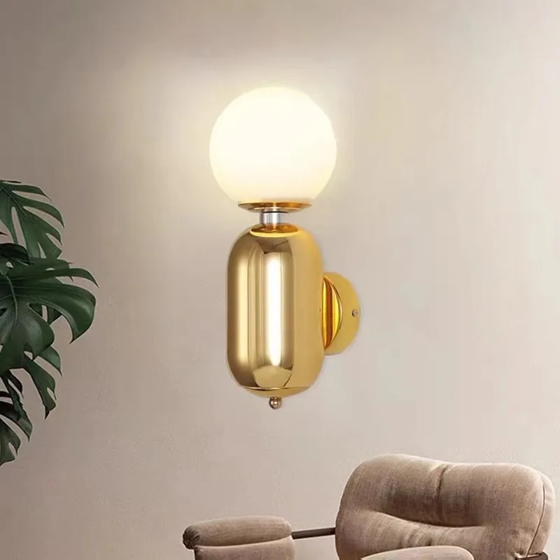 Aballs Wall Lamp Modern Bedroom minimalist wall sconce gold American style outdoor led lamp For Home Mirror ball wall lamp